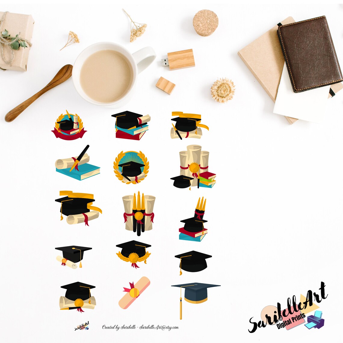 School Graduation Printable Stickers, Printable Sticker Sheet, Print ...