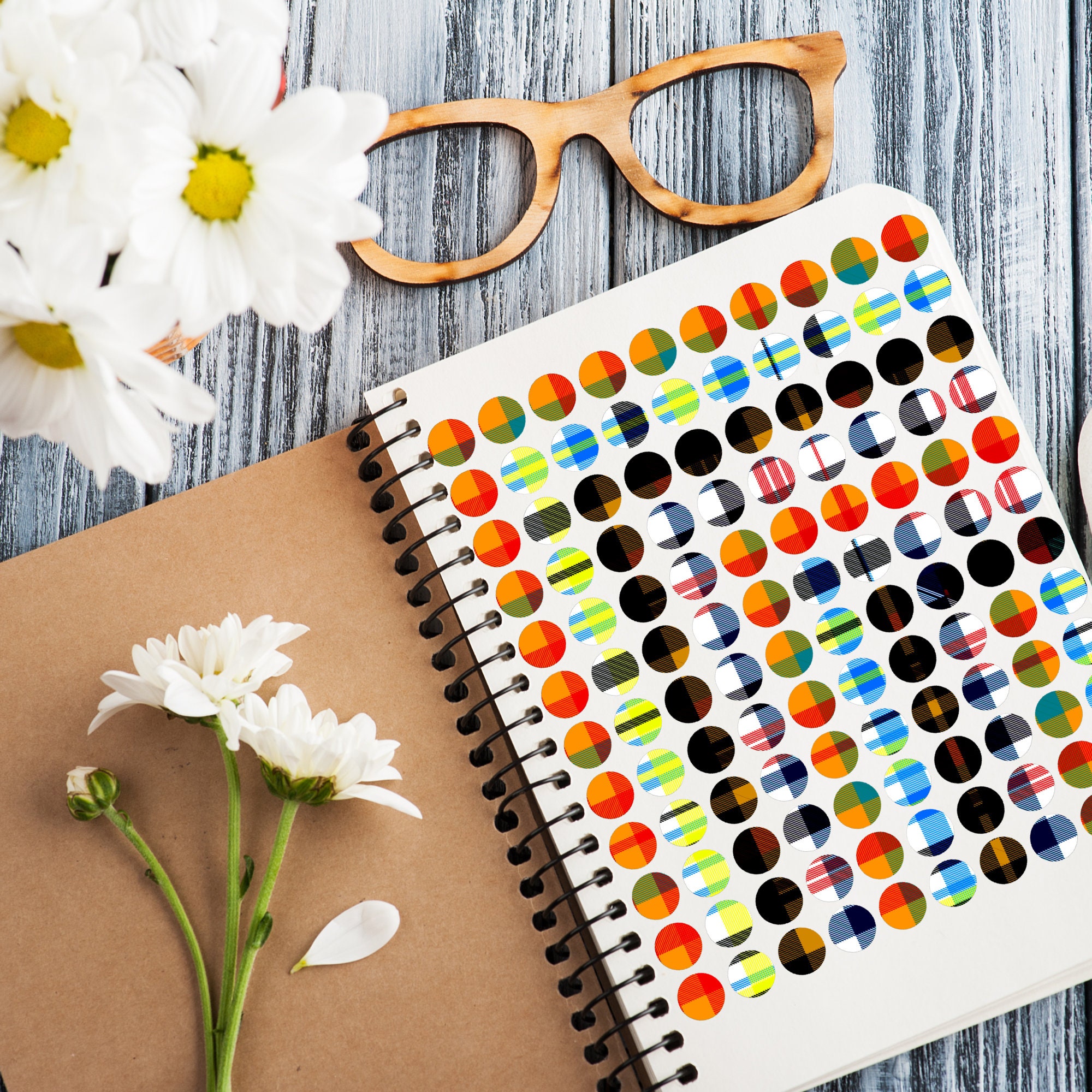 Colorful Dots and Shapes, Printable Stickers, Daily Journal Stickers - Etsy