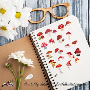 Mushrooms Printable Stickers, Daily Stickers for Your Journal - Etsy
