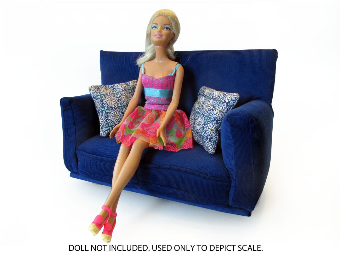 Barbie Doll FurnitureSofa with Pillows 16 scaleDark Blue with