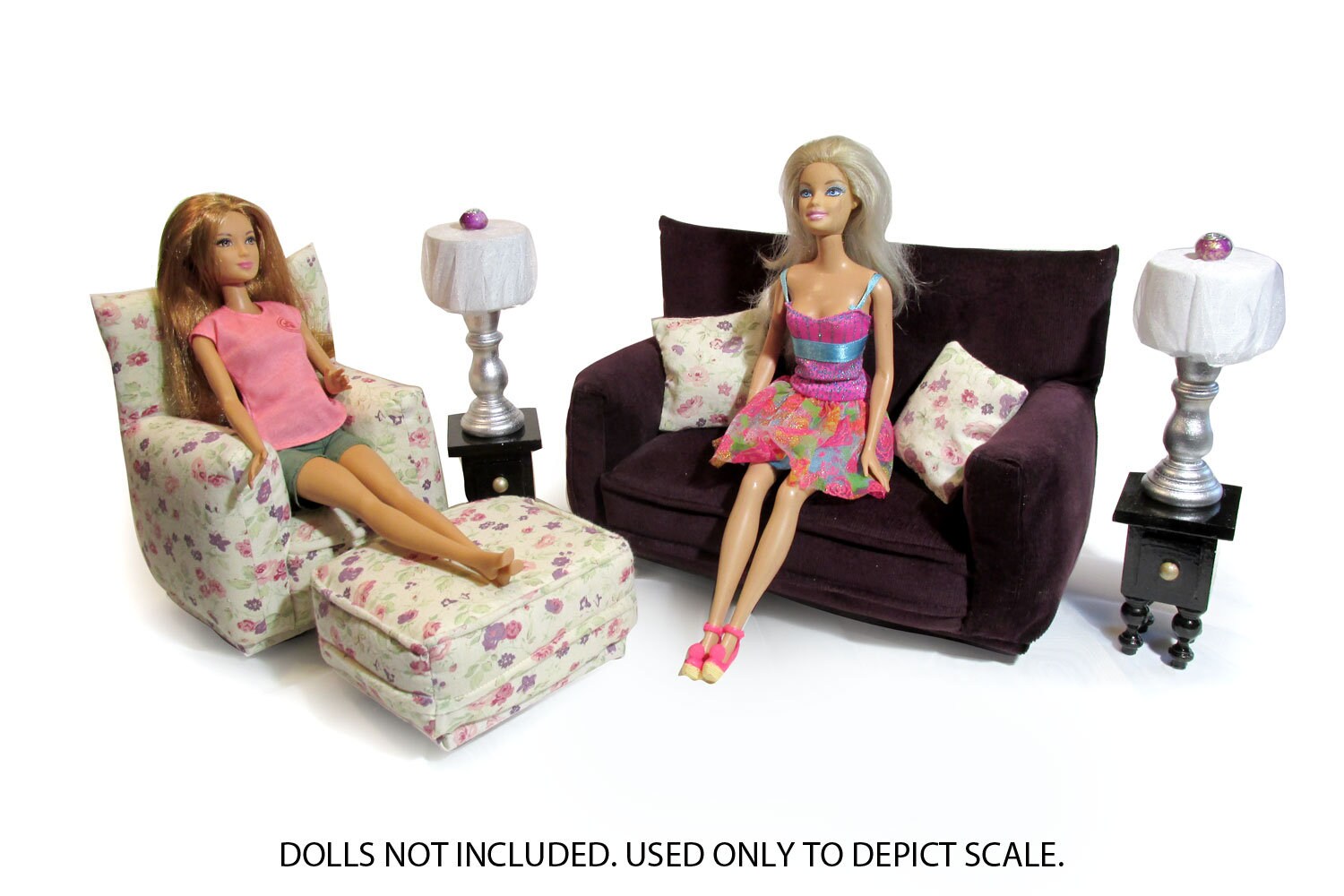 Barbie Doll Living Room Furniture 9PC Play Set16 scalePurple with