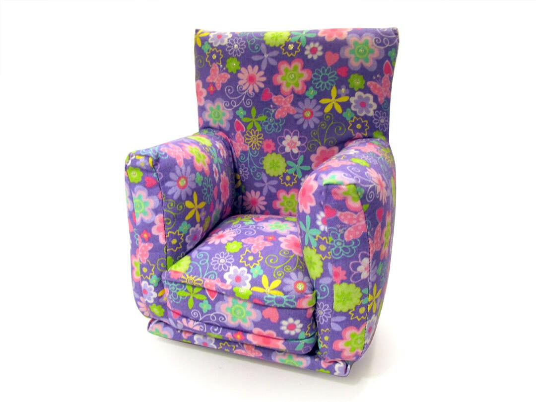 Barbie Doll Living Room Chair & OttomanPurple with multi color flower print16 Scale works