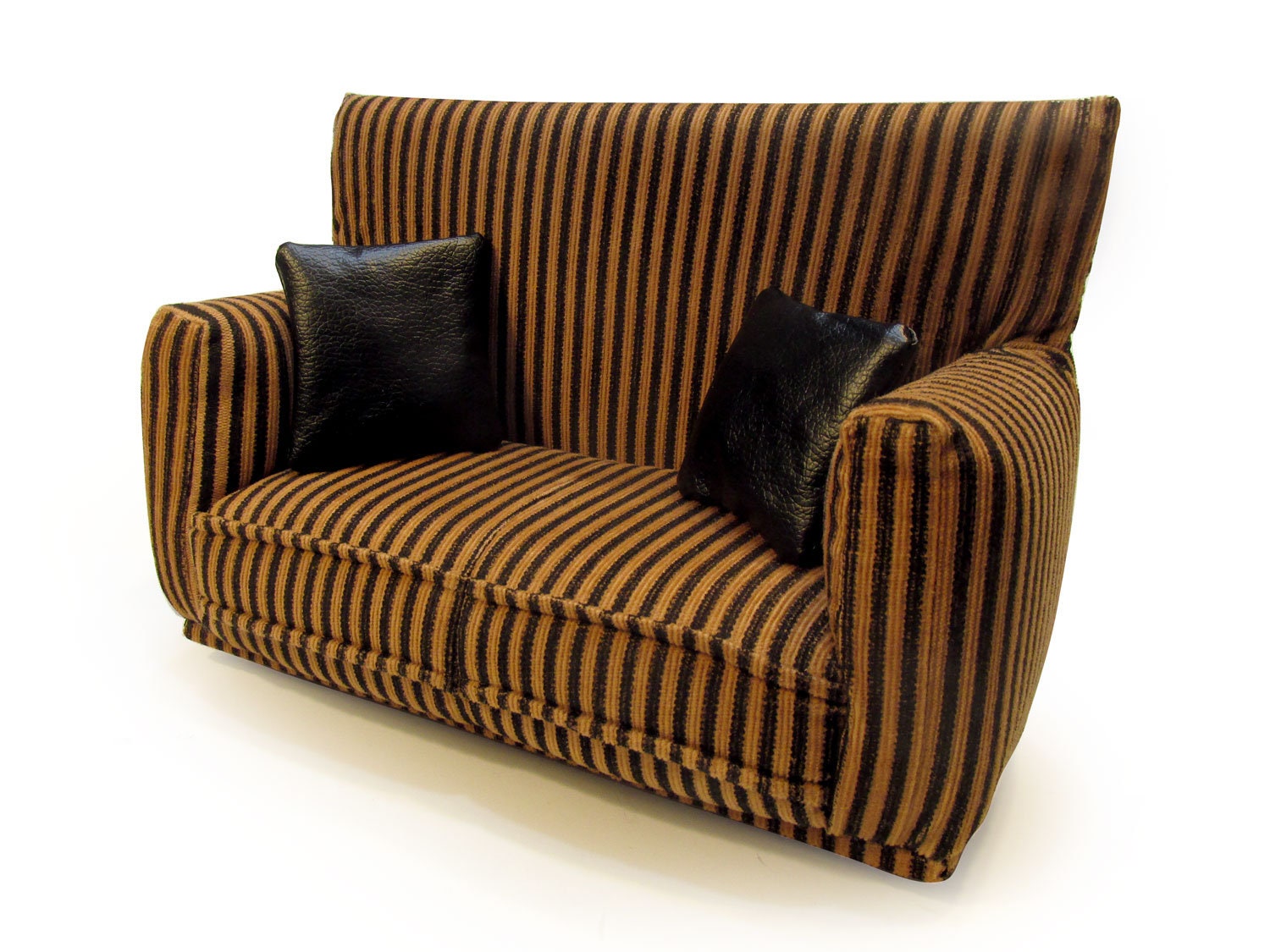 Barbie Doll FurnitureSofa with Pillows16 scaleBrown Striped with