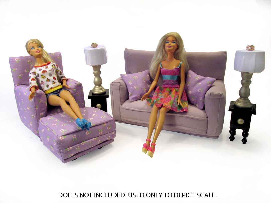 Barbie Doll Living Room Furniture 9PC Play Set16 scaleLavender and