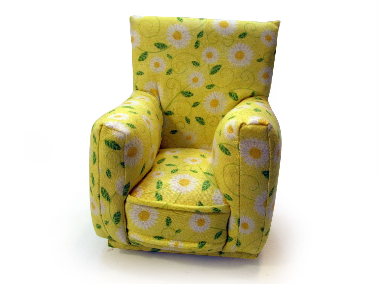 Barbie Doll Living Room Chair & OttomanYellow and White/Green flower print16 Scale works