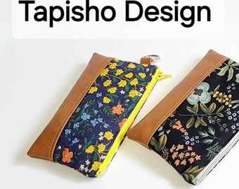 Riffle Paper Co Coin Bags/Floral Zipper Coin Purse/Minimalist Keychain Bag