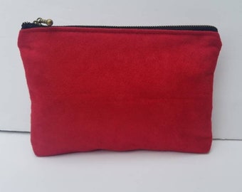 Red Vegan Small Clutch Bag/Vegan Pouch/Vegan Small Cosmetic Bag/Vegan Makeup Bag/Women Small Clutch/Vegan Coin Bag/Gift For Her