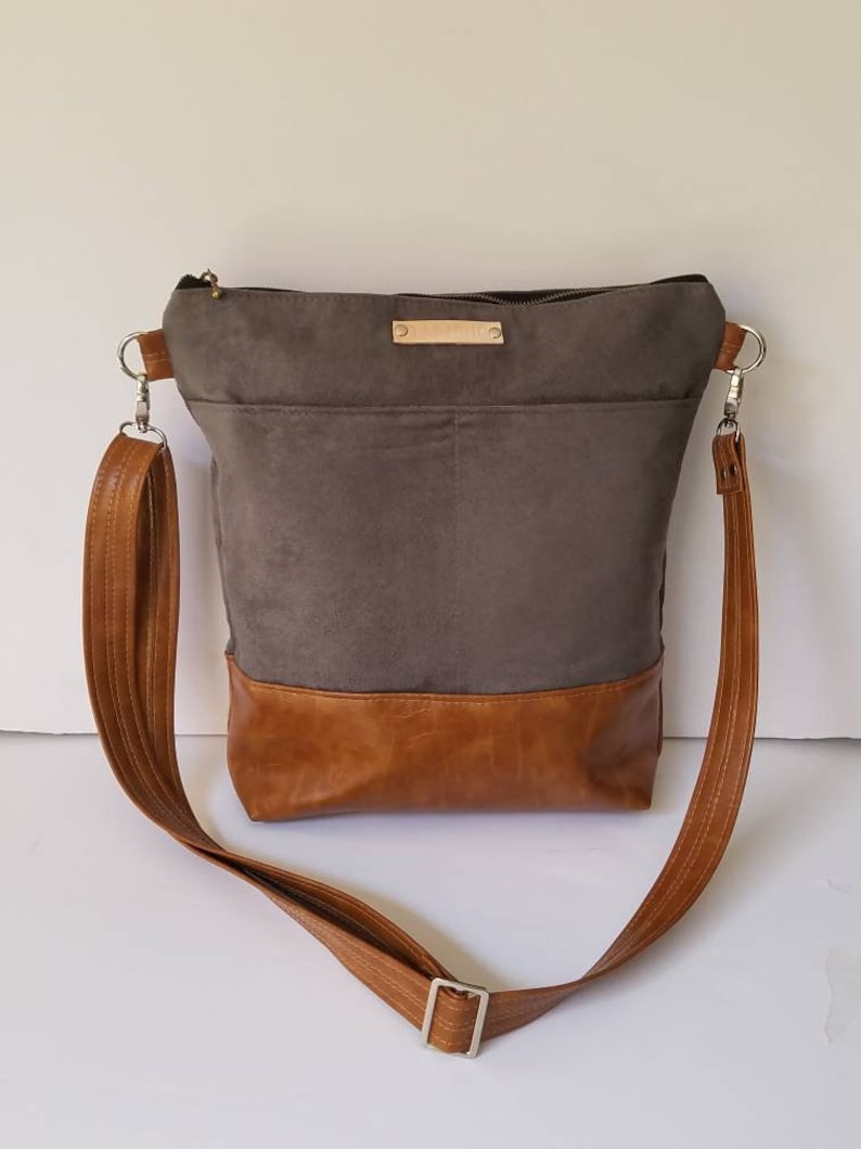 Blue Slate Vegan Suede Messenger Bag/women Crossbody Etsy