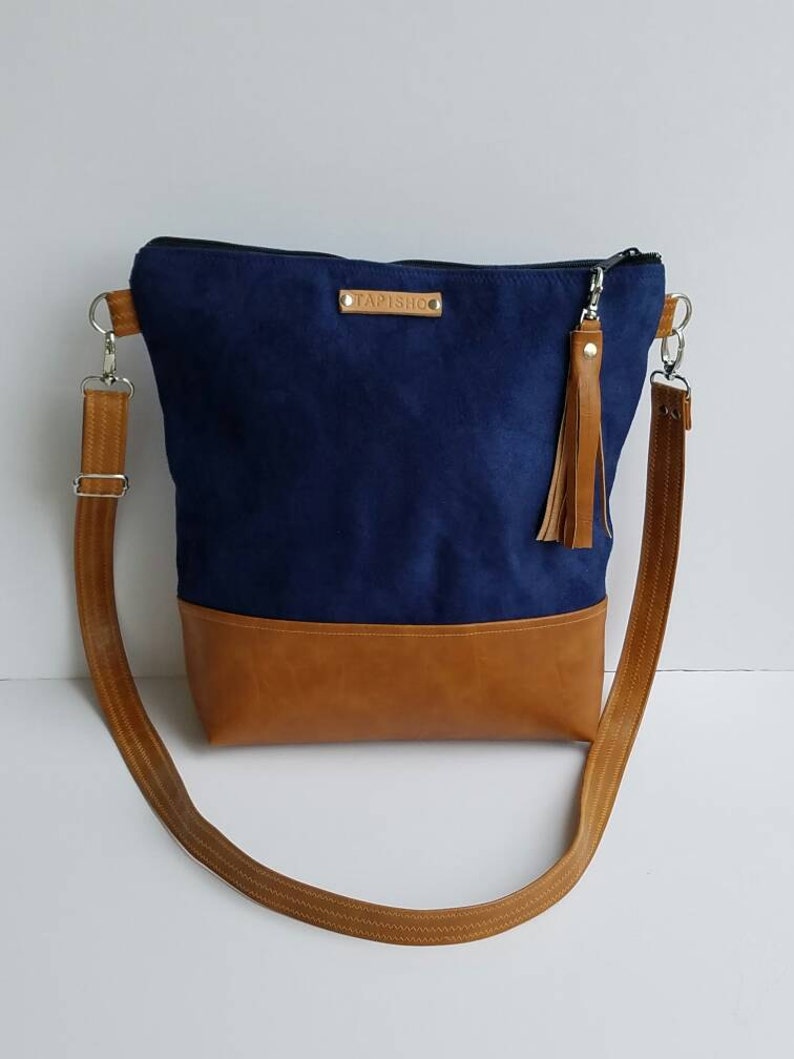 Blue Vegan Suede Crossbody Purse/faux Suede Purse/vegan Etsy