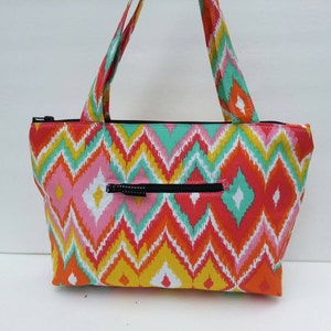 Bolso de hombro para mujer/Bolso arcoíris/Bolso colorido único/Bolso de lona con cremallera/Bolso de hombro de lona/Regalo para ella