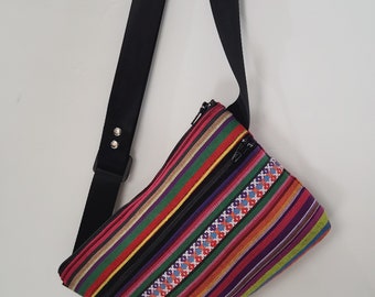 Mini Fanny Pack/Bolsa de cabestrillo/Bolsa de bicicleta/Bolsa de cinturón/Bolsa de cadera minimalista/Bolsa pequeña/Paquete de Fanny vegana/Bolsa tejida peruana hecha a mano