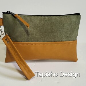Bolso de mano de gamuza vegana de color verde salvia / Bolso de mano de gamuza sintética / Bolso de mano de uso diario / Regalo para dama de honor / Regalo para ella