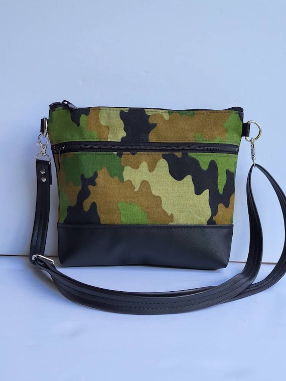 Camo Faux Leather Crossbody Purse