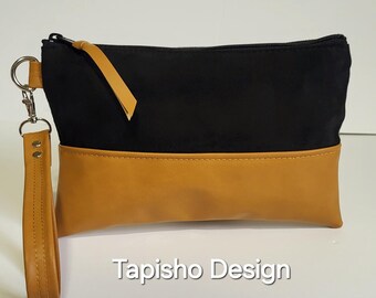Black Vegan Suede Wristlet Clutch/Wristlet Wallet/Wristlet Purse/Gift for wife/Mothers Day Gift