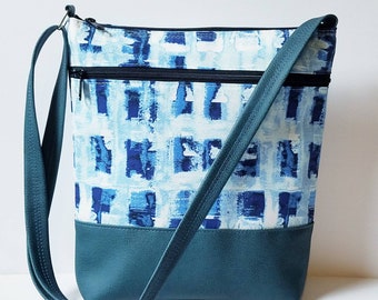 Unique Vegan Crossbody Bag/Travel Cross Body Purse/ Women Messenger Bag/Everyday Bag/Minimalist Purse/Upholstery Canvas Fabric Bag/for Her