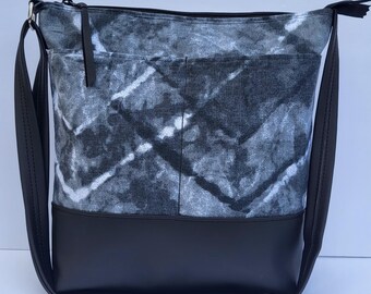 Medium Crossbody Bag/Vegan Cross Body Purse/Women's Cross Body Bag/Black Canvas Everyday Bag/Mudclotch Cross Body/Gift for Wife