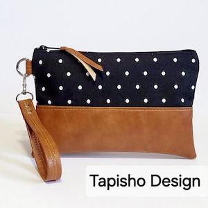 Pochette en cuir végétalien à pois : sac à main en toile