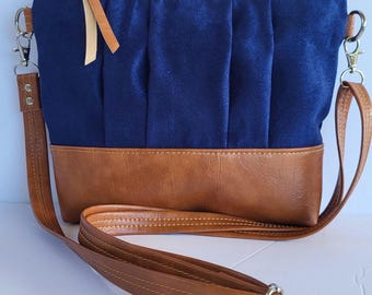 Vegan Suede Crossbody Bag/Vegan Leather Small Messenger Purse/Travel Cross Body