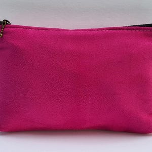 Bolso fucsia tipo sobre/bolso vegano de ante/neceser vegano pequeño/neceser vegano para maquillaje/bolso de mano pequeño para mujer/monedero vegano/regalo para ella