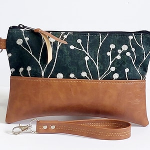Pochette en toile florale en cuir végétalien : porte-monnaie fait main