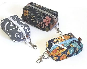 Handmade Canvas Coin Pouch: Mini Boxy Zippered Travel Pouch