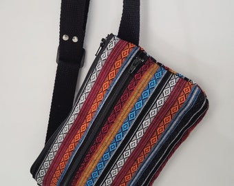 Mini Fanny Pack/Bolso de cinturón/Bolso de cadera minimalista/Bolso pequeño/Paquete de fanny vegano/Textil tejido peruano hecho a mano