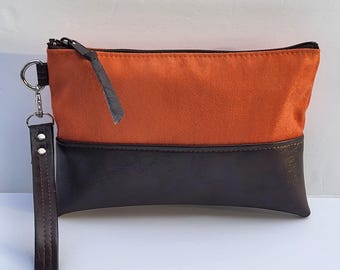 Peach Vegan Suede Wristlet Clutch/Wristlet Wallet/Wristlet Purse/Gift for wife/Mothers Day Gift/Iphone Wrist Wallet