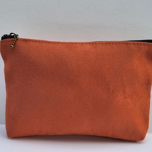 Bolso de mano color melocotón/Bolso de gamuza vegana/Bolso pequeño vegano para cosméticos/Bolso de maquillaje vegano/Bolso de mano pequeño para mujer/Bolso vegano para monedas/Regalo para ella