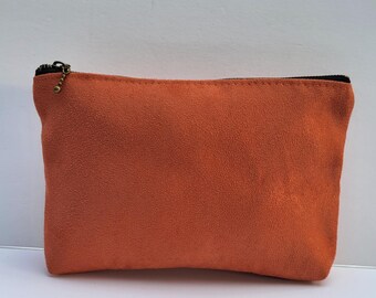 Handmade Peach Vegan Suede Pouch/Wedding Guest Clucth/Bridesmaid Gifts/Small Clucth Bag/Handmade Cosmetic Bag/Small Cosmetic Clutch