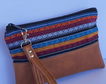 Boho Vegan Suede Wristlet Clutch/Wristlet Wallet/Wristlet Purse/Gift for wife/Mothers Day Gift