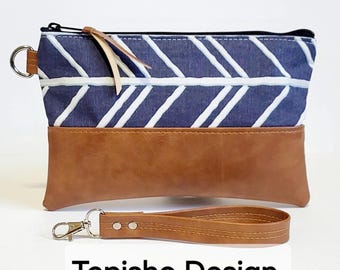 Black Vegan Suede Wristlet Clutch/Iphone Wristlet Wallet/Wristlet Purse/Gift for wife/Mothers Day Gift