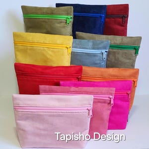 Handmade Vegan Suede Cosmetic Bag: Travel Toiletry Pouch