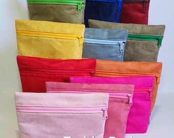 Vegan Suede Cosmetic Bag/Toiletry Bag/Women Makeup Bags/Gift for Her