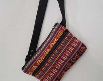 Mini Fanny Pack/Bolso de cinturón/Bolso de cabestrillo/Bolso de cadera minimalista/Bolso pequeño/Paquete de fanny vegano/Textil tejido peruano hecho a mano