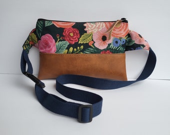 Vegan Fanny Pack/Rifle Paper Co Sling Bag/Women Hib Bag/Bike Bag/Travel Hib Bag/Hiking Bag/Festival Fanny Pack/Everyday Bag