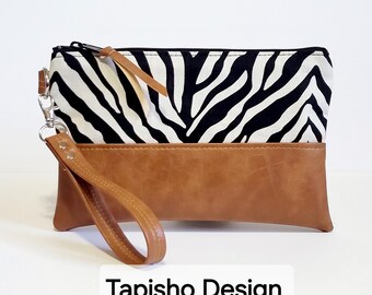 Zebra Print Vegan Wristlet Clutch/Wristlet Wallet/Wristlet Purse/Gift for wife/Mothers Day Gift/Iphone Wrist Wallet