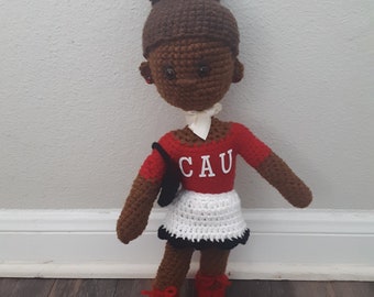 Clark Atlanta HBCU doll, Custom Crochet Doll