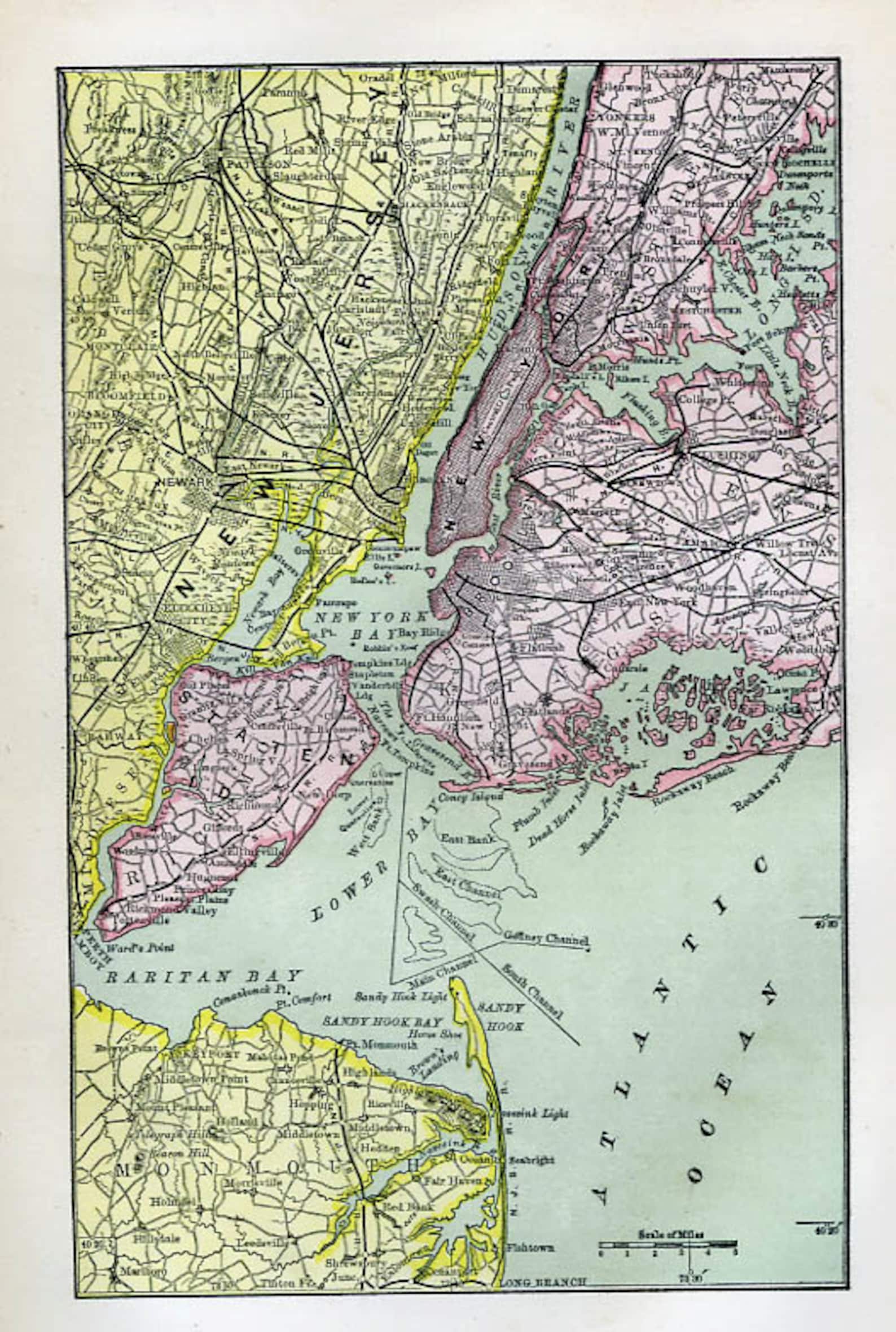 Print of Map new York Harbor 1873 - Il 1588xN.487738679 Oorr