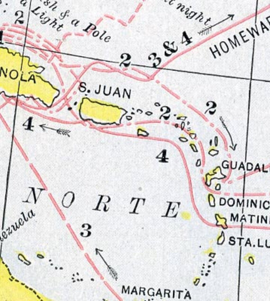 Print Map Four Voyages of Christopher Columbus 1492-1503 | Etsy