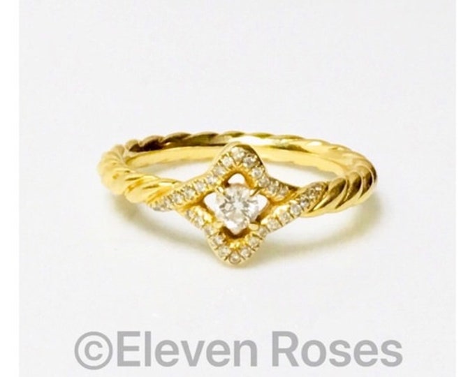David Yurman Solid 750 18k Gold Diamond Venetian Quatrefoil Ring Free US Shipping