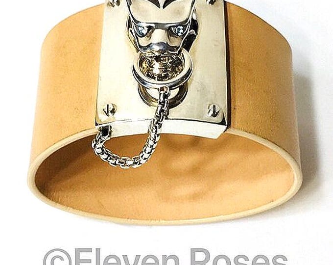 John Hardy Legends Macan Tiger Leather Bracelet Blue Topaz Eyes Sterling Silver