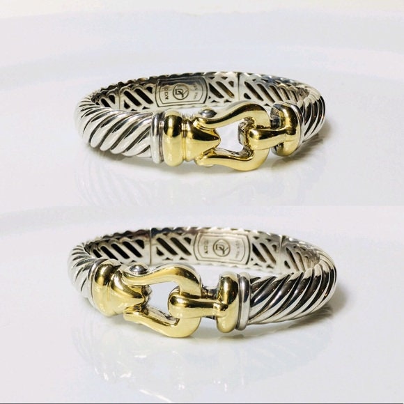 David Yurman 10mm sterling silver and 14k gold buckle bracelet | eBay