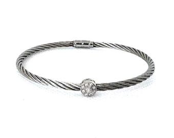 Charriol Diamond Station Bracelet 750 18k Gold Steel