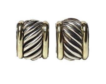 Yurman Cigar Band Earrings Sterling Silver 14k Gold