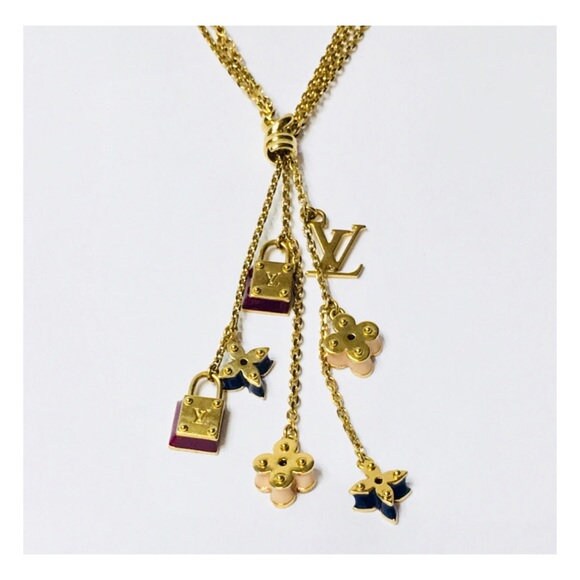 Gold Charm LV Necklace