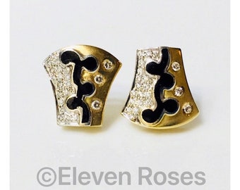 Designer 750 18k Gold Diamond Statement Earrings Free US Shipping