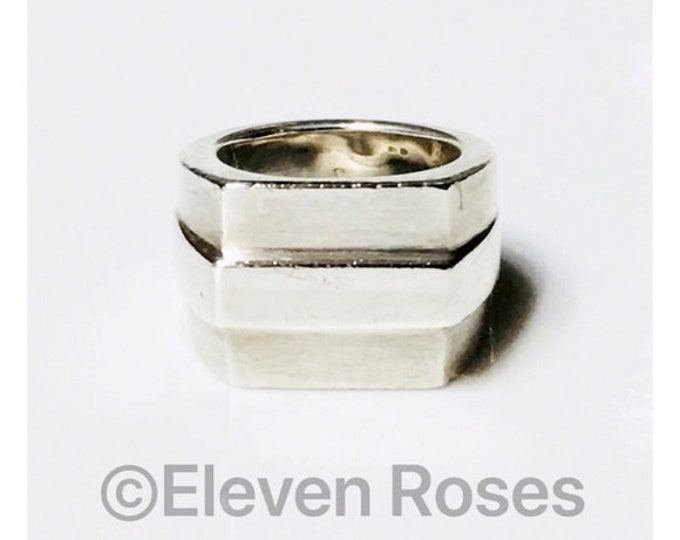 Gucci Extra Large Wide Band Unisex Statement Ring 925 Sterling Silver Free US Shipping