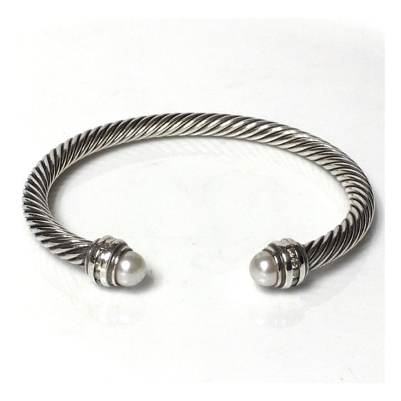 Men's David Yurman Cable Classic Cuff Bracelet with Black Diamonds