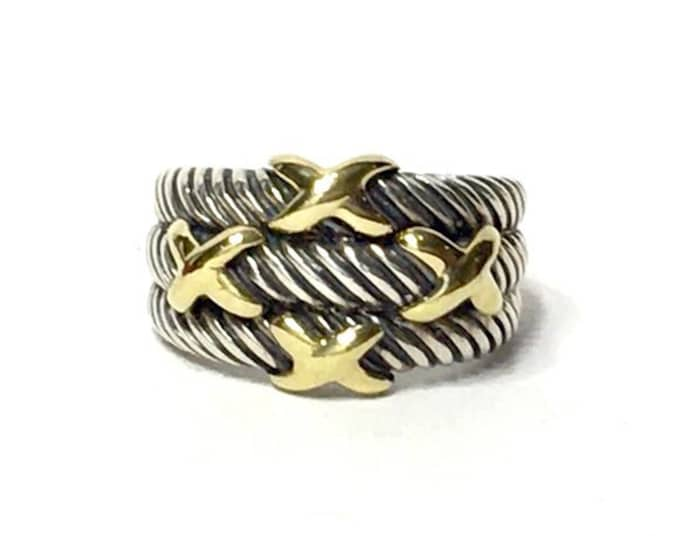 Yurman 925 14k Triple Row Cable X Ring