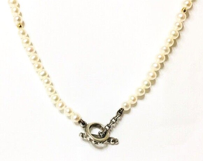 Lagos Caviar Pearl Toggle Necklace 925 Sterling Silver 750 18k Gold Free US Shipping